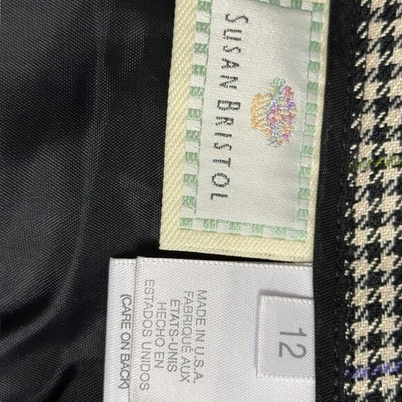 Susan Bristol Wool Blend Pleated Long Lined Houndstooth Skirt USA Made sz 12 - Picture 16 of 16